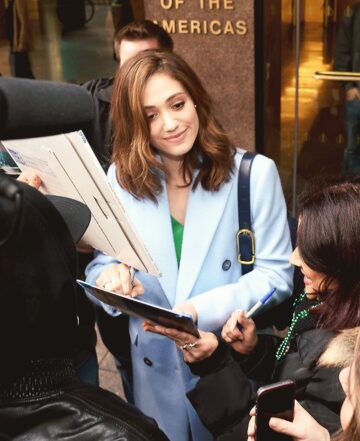 Emmy Rossum Signing Autographs While Leaving The