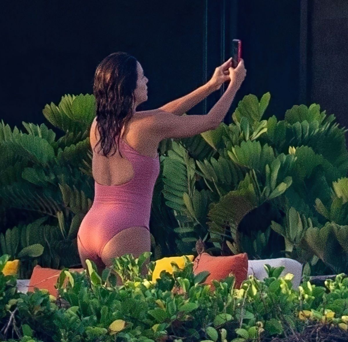 Eva Longoria Pink Swimsuit Cabo San Lucas