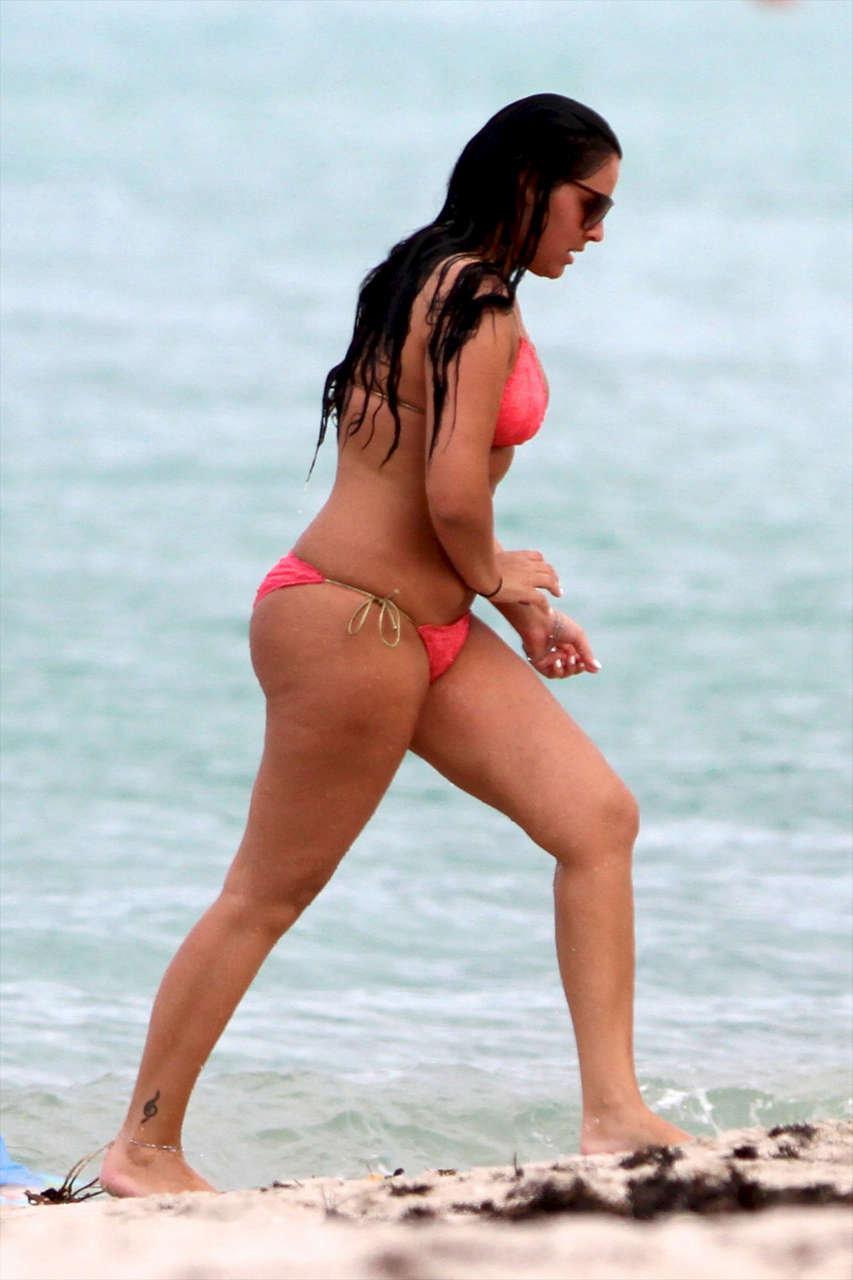 Fatmire Sinanaj Pink Bikini Beach Miami
