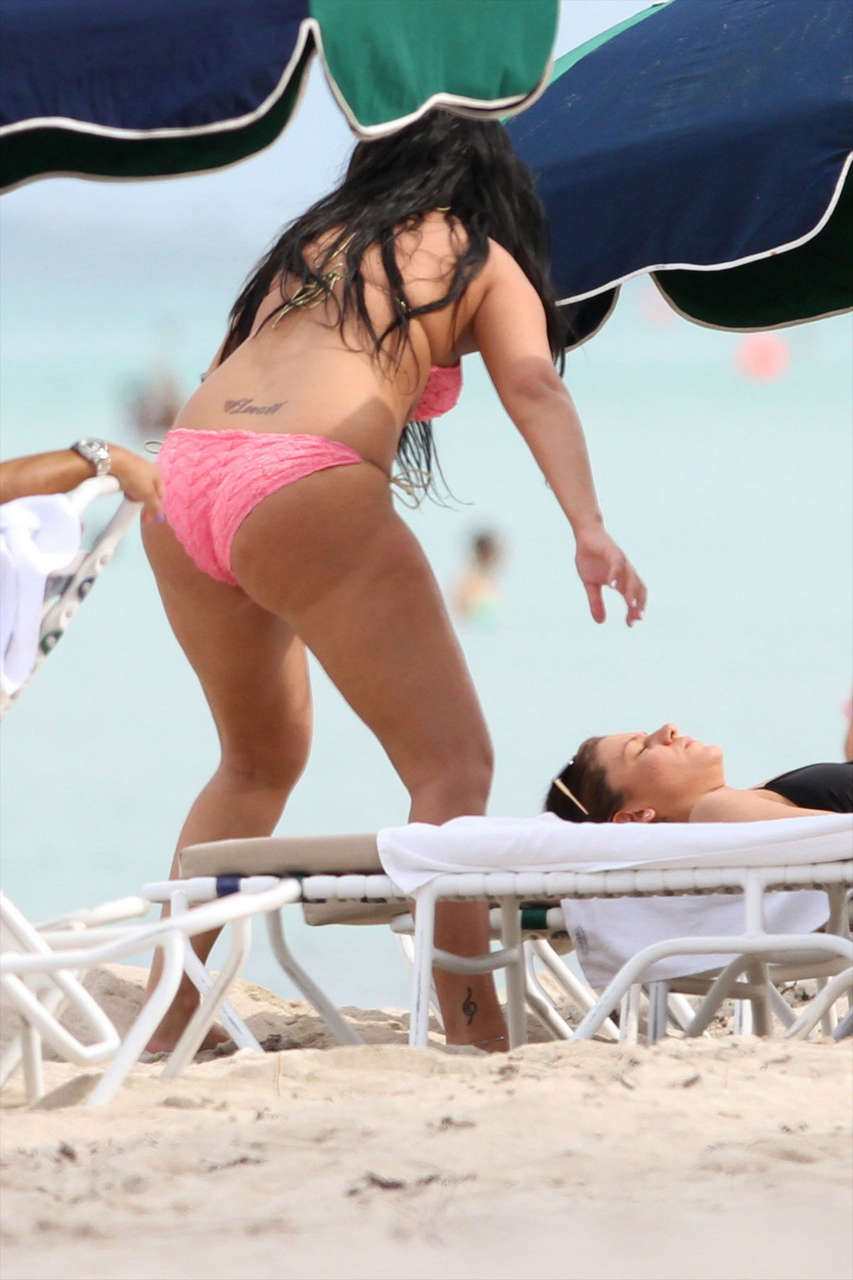 Fatmire Sinanaj Pink Bikini Beach Miami