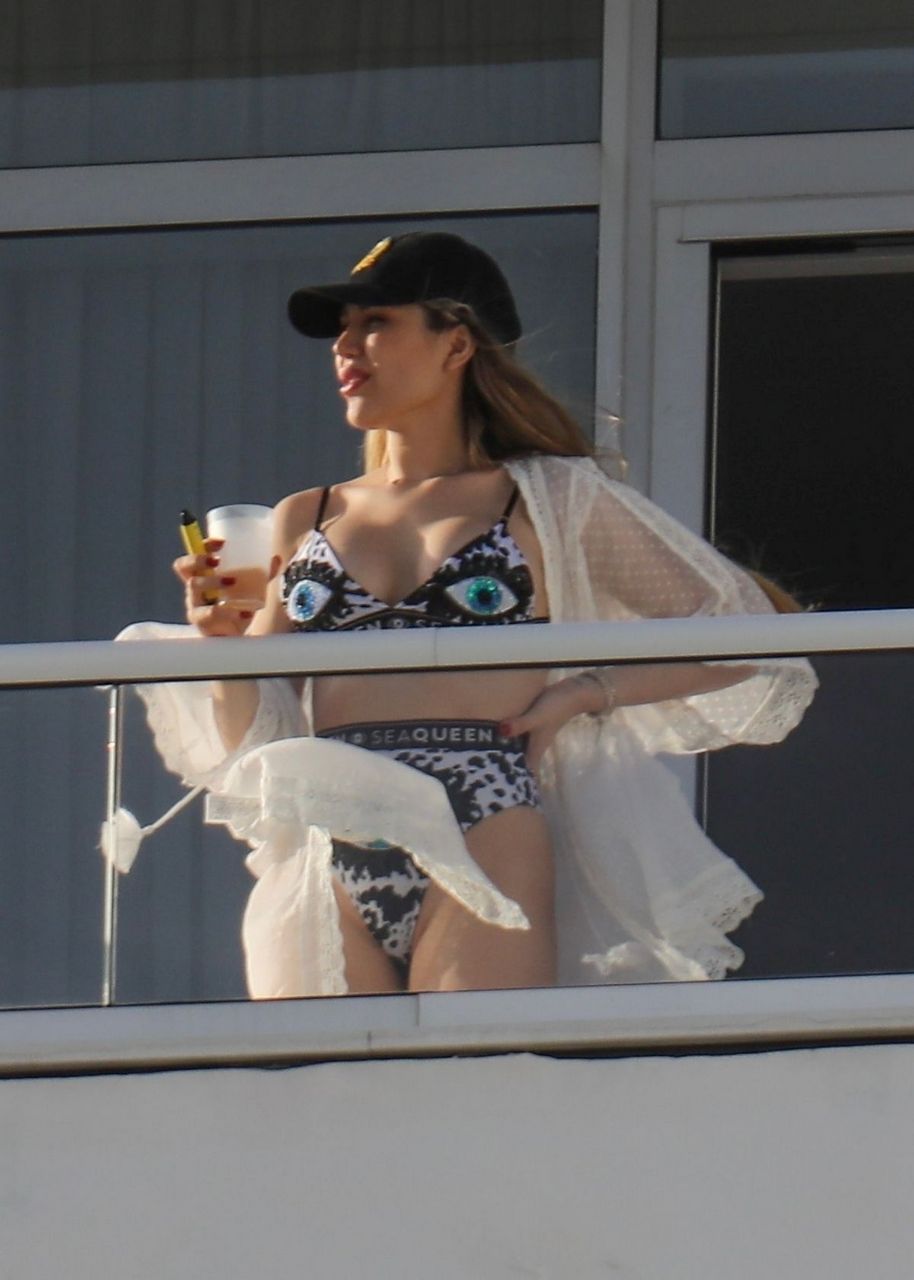 Fernanda Gomez Bikini On Balcony Miami Beach