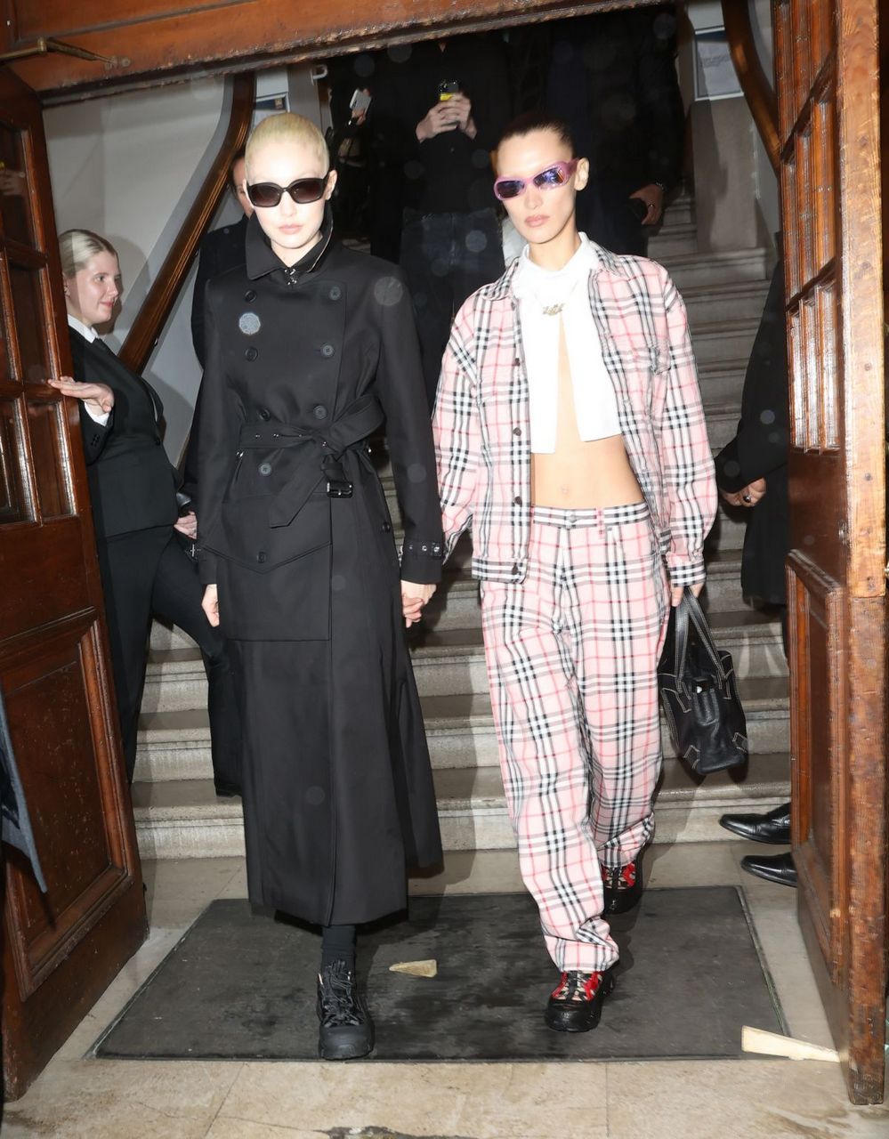 Gigi And Bella Hadid Arrives Burberry Fashion Show London