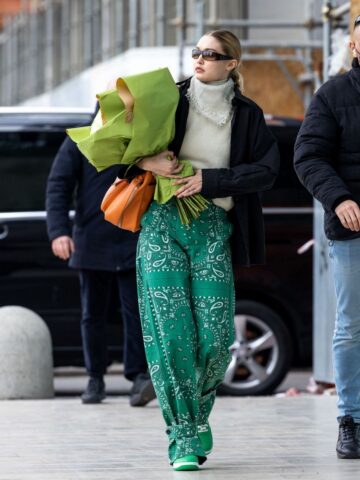Gigi Hadid Arrives Versace Headquarters Milan