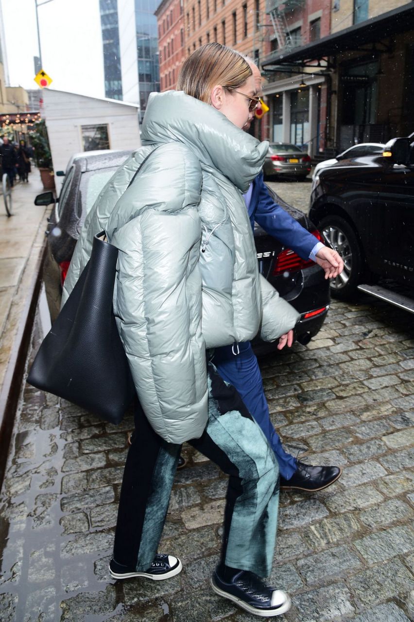 Gigi Hadid Leaves Khaite Fall Winter 2022 Fashion Show New York