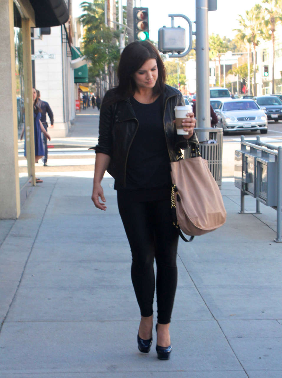 Gina Carano Tight Leggings Out About Beverly Hills