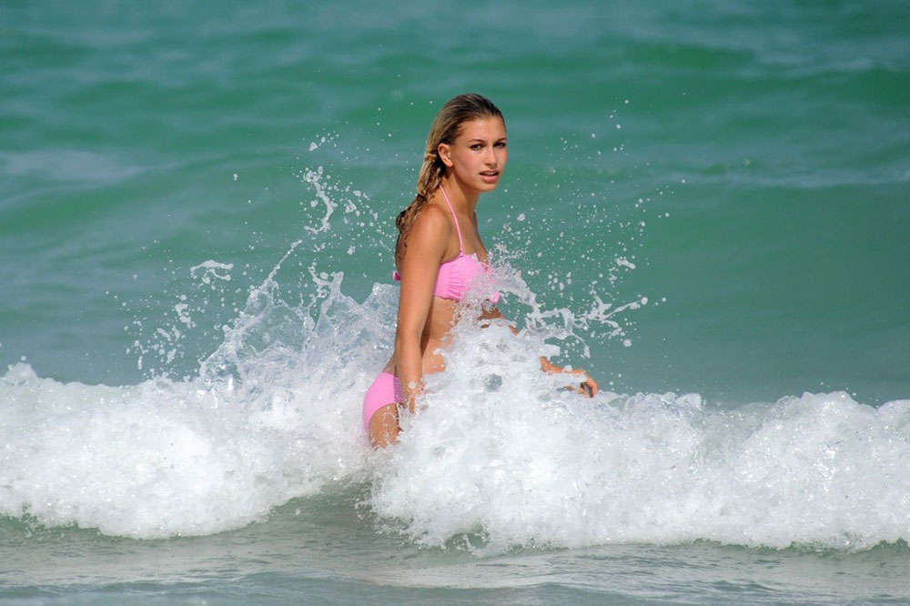 Hailey Baldwin Bikini Beach Miami