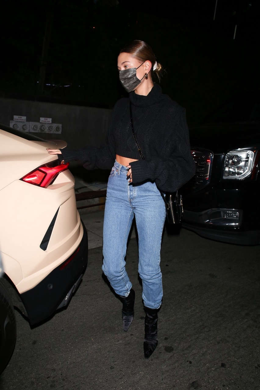 Hailey Bieber Tight Denim Night Out Los Angeles