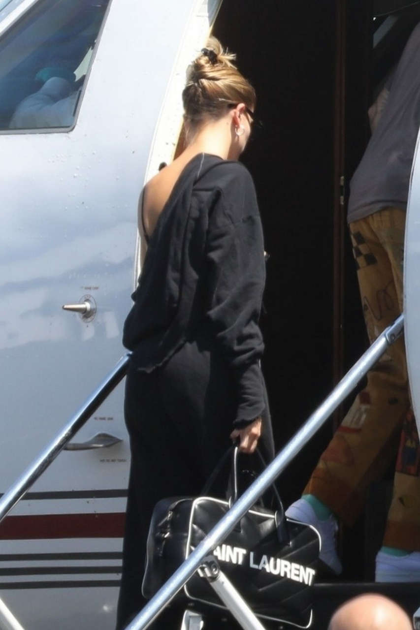 Hailey Justine Bieber Boarding Private Jet Los Angeles