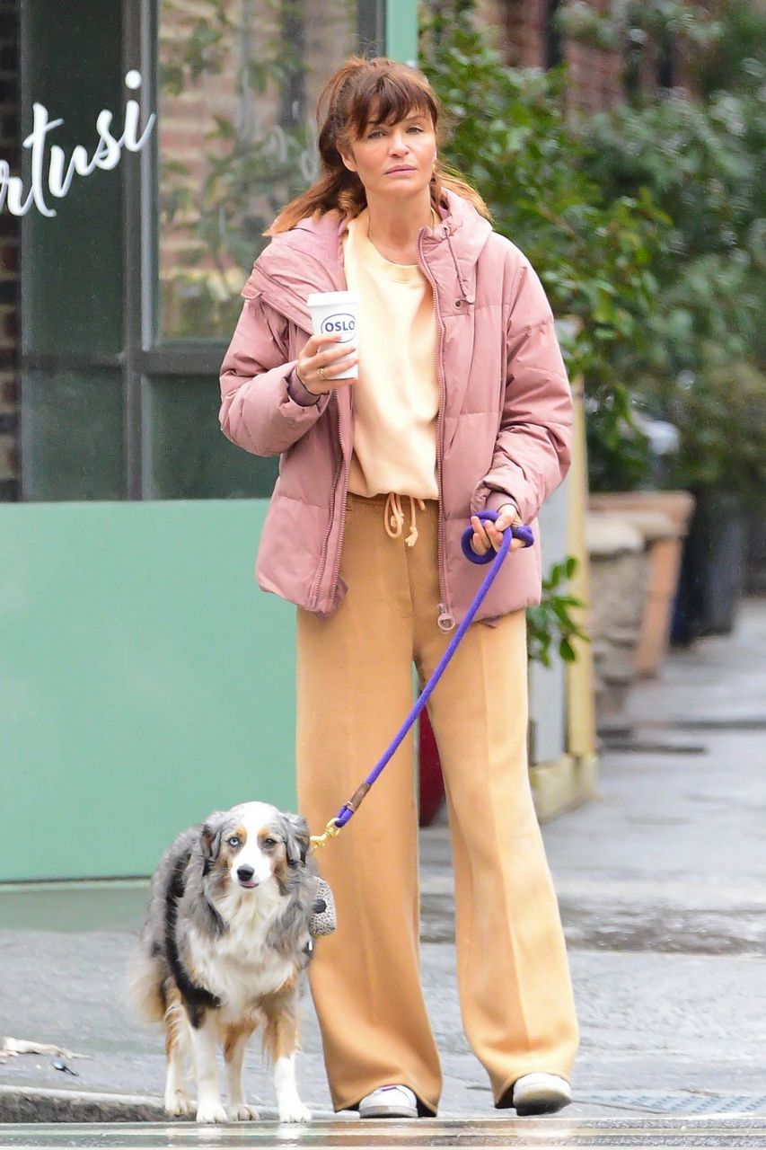 Helena Christensen Out With Her Dog New York