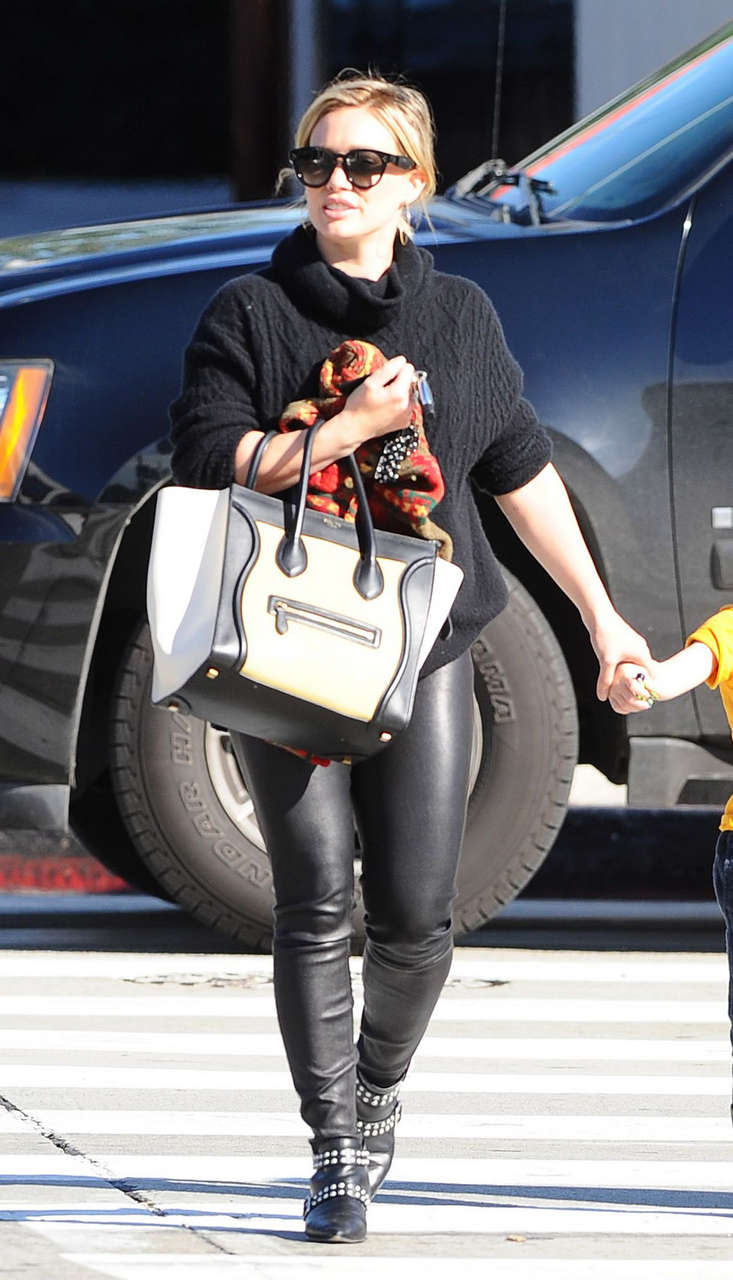 Hilary Duff Leather Pants Out Los Angeles