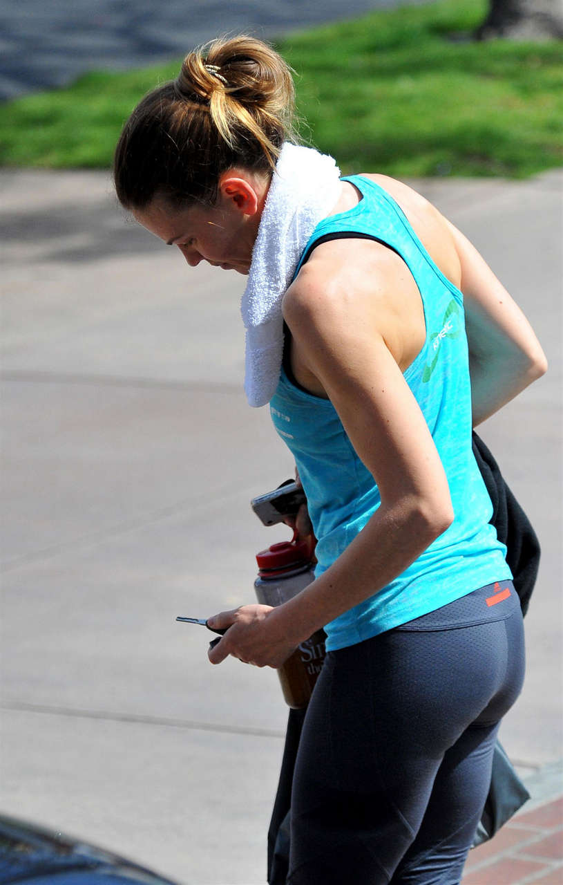 Hilary Swank Tight Leggings Leaving Gym Los Angeles