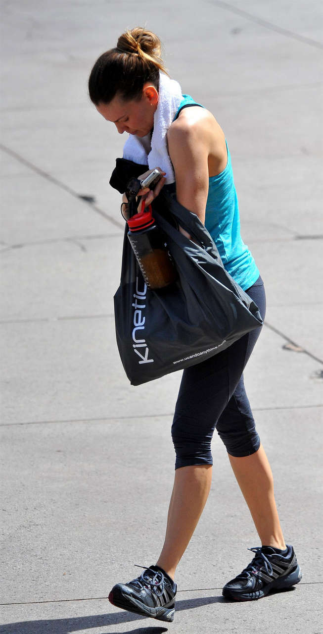 Hilary Swank Tight Leggings Leaving Gym Los Angeles