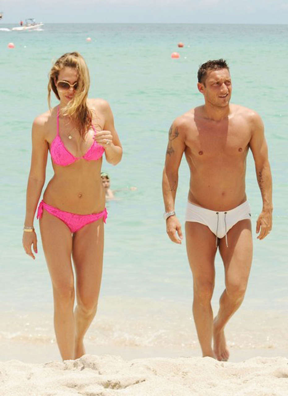 Ilary Blasi Pink Bikini Beach Miami