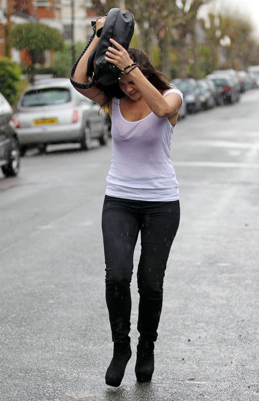 Imogen Thomas Wet Candids Raining Day London
