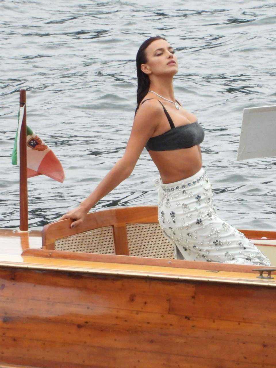 Irina Shayk Set Of Vogue Germany Photoshoot Lake Como