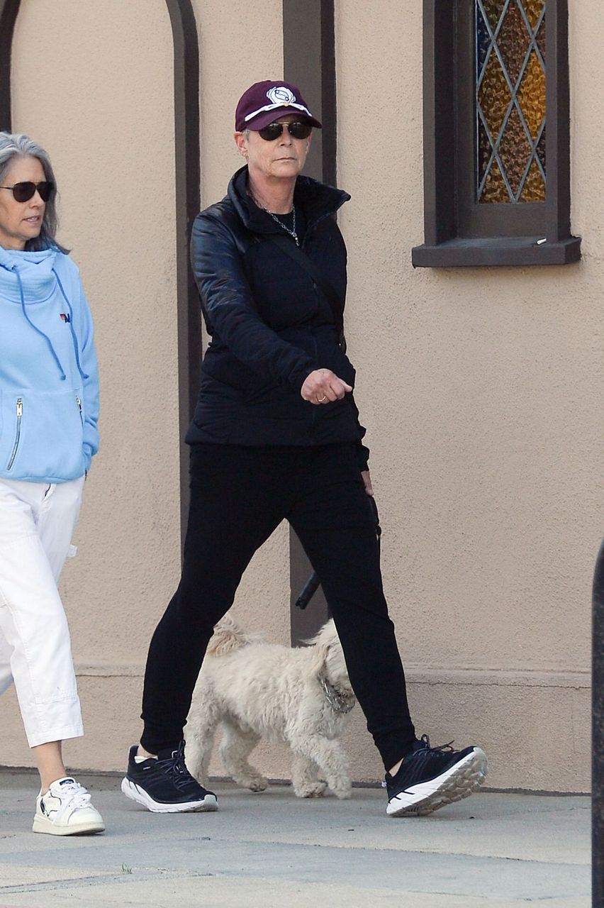 Jamie Lee Curtis Out With Her Dog Los Angeles