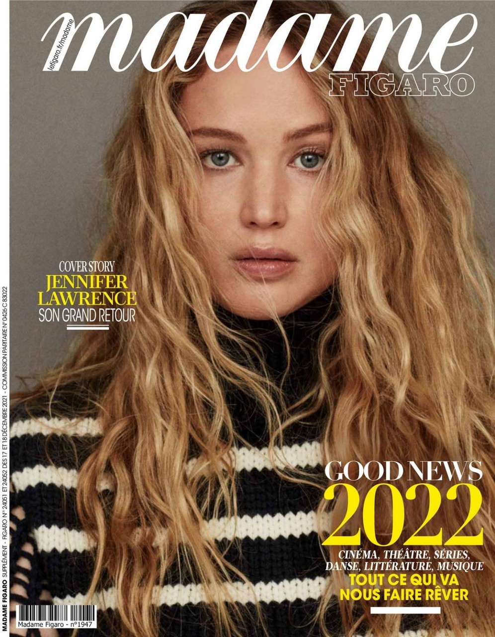 Jennifer Lawrence Madame Figaro Magazine December