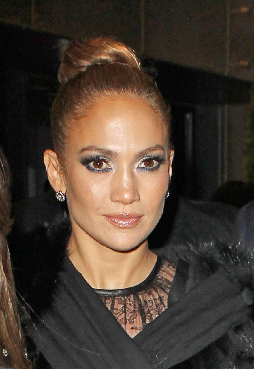Jennifer Lopez Black Leather Mini Dress Glamour After Party