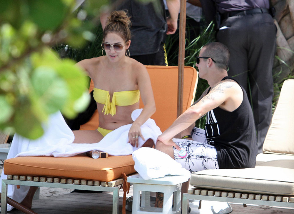 Jennifer Lopez Yellow Bikini Pool Miami