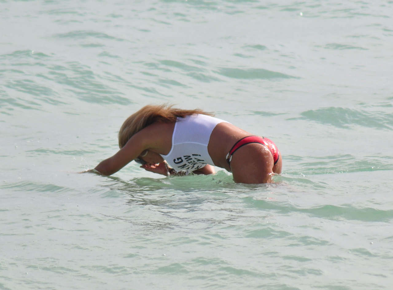 Jennifer Nicole Lee Looks Like Painted Bikini Miami Beach