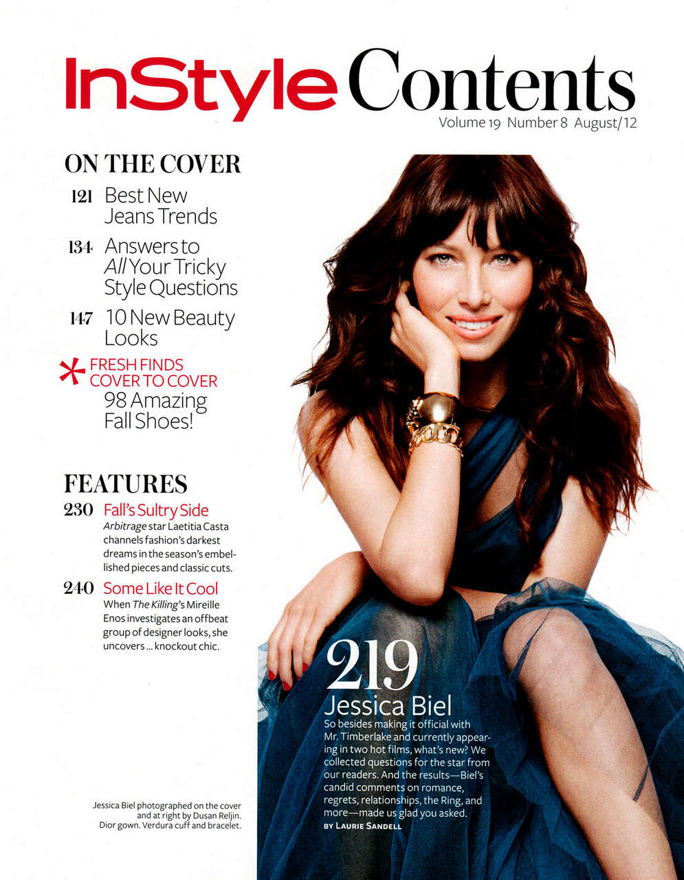 Jessica Biel Instyle Magazine August 2012 Issue