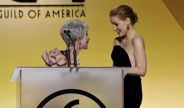 Jessica Chastain Speaks 33rd Annual Producers Guild Awards Los Angeles (6 photos)