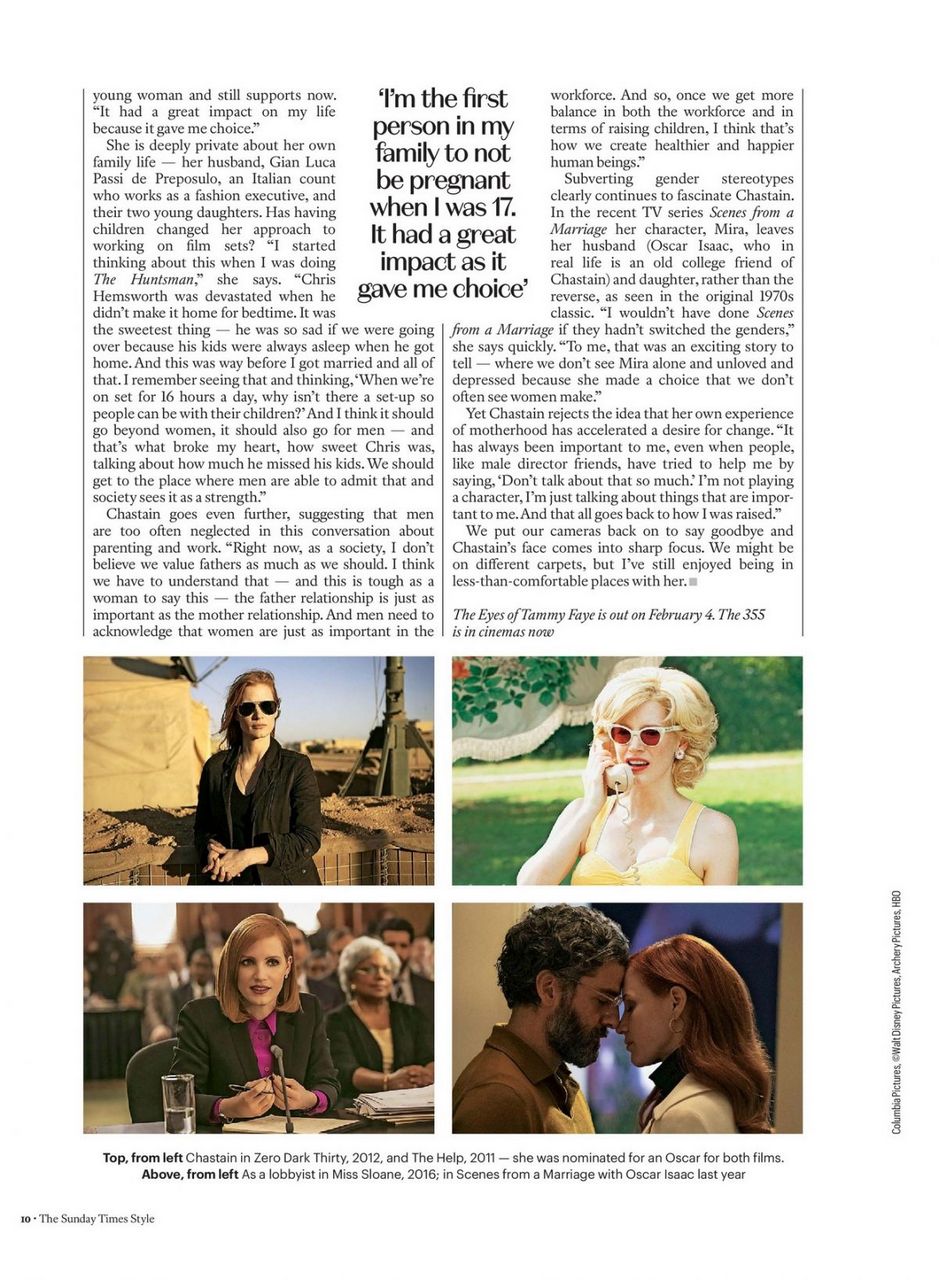 Jessica Chastain The Sunday Times Style Magazine January