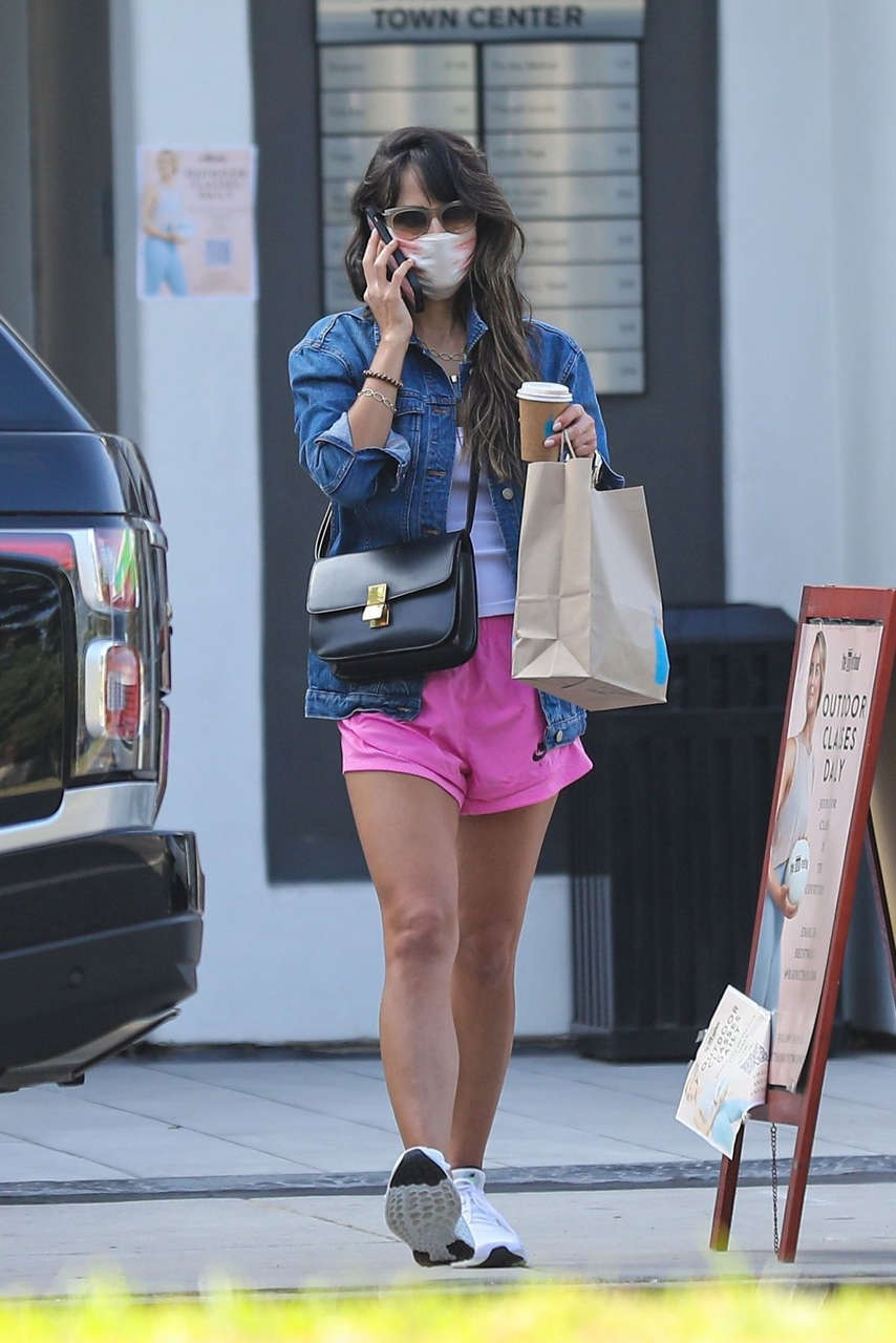 Jordana Brewster Pink Shorts Out For Coffee Brentwood