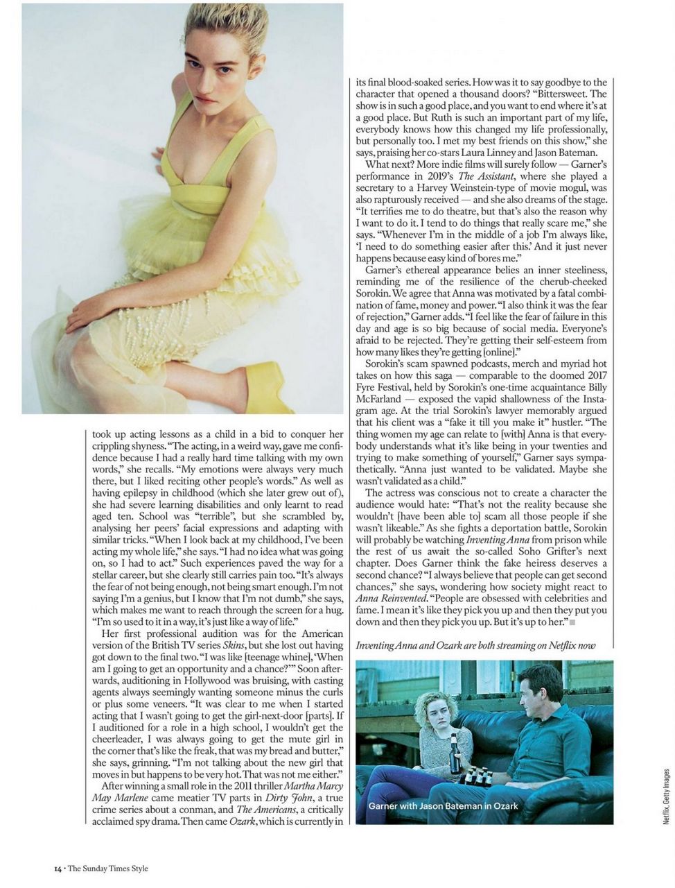 Julia Garner Sunday Times Style Magazine February