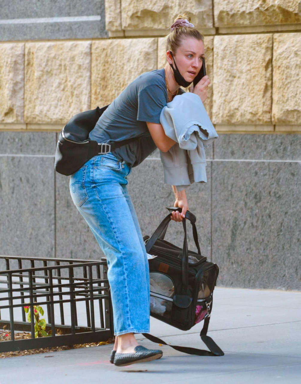 Kaley Cuoco Out With Her Dog Dumpy New York
