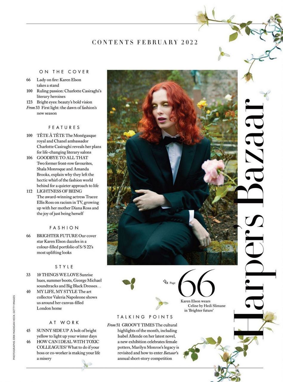 Karen Elson Harper S Bazaar Magazine Uk February