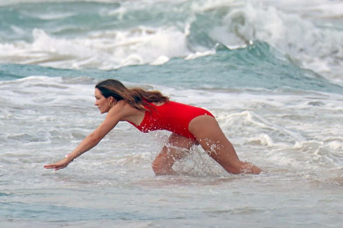 Katharine Mcphee Red Swimsuit Beach Hawaii