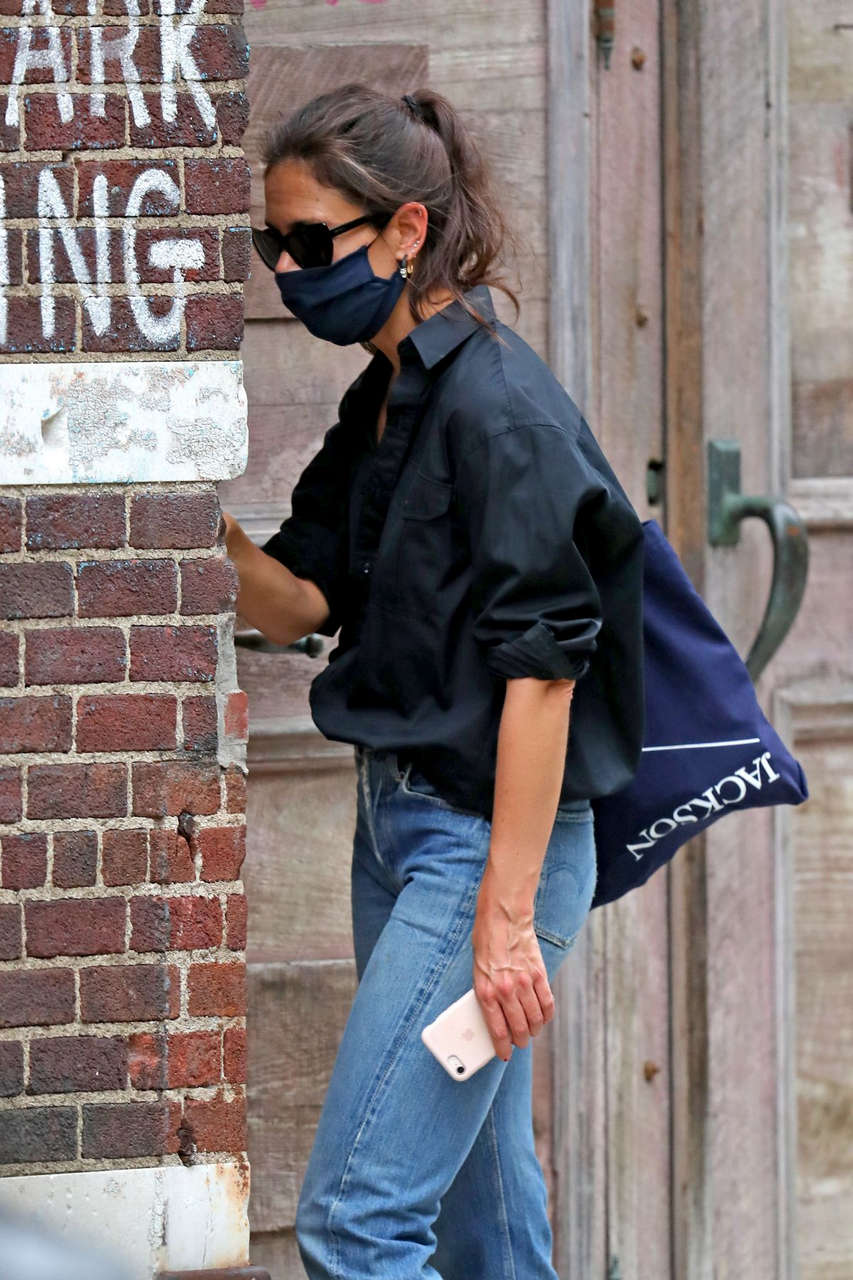 Katie Holmes Wearing Mask Out New York