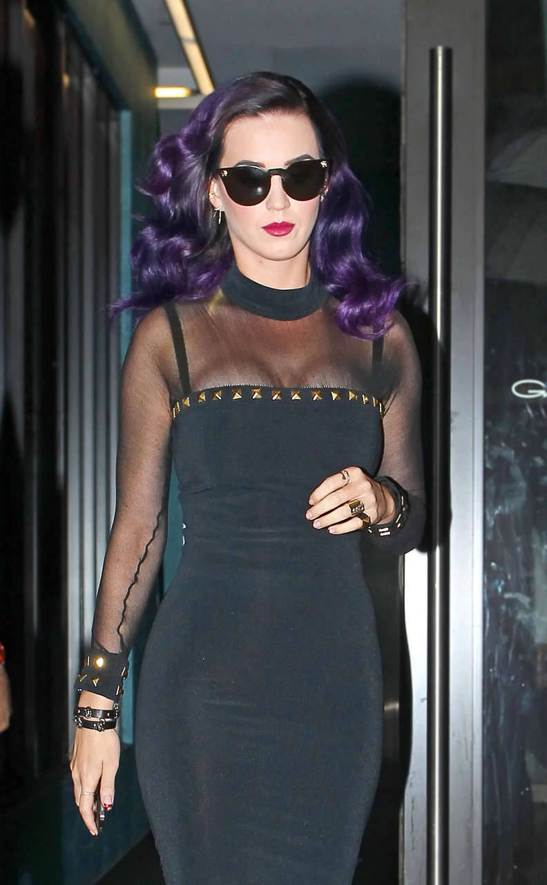 Katy Perry Black Velvet Dress Iin New York