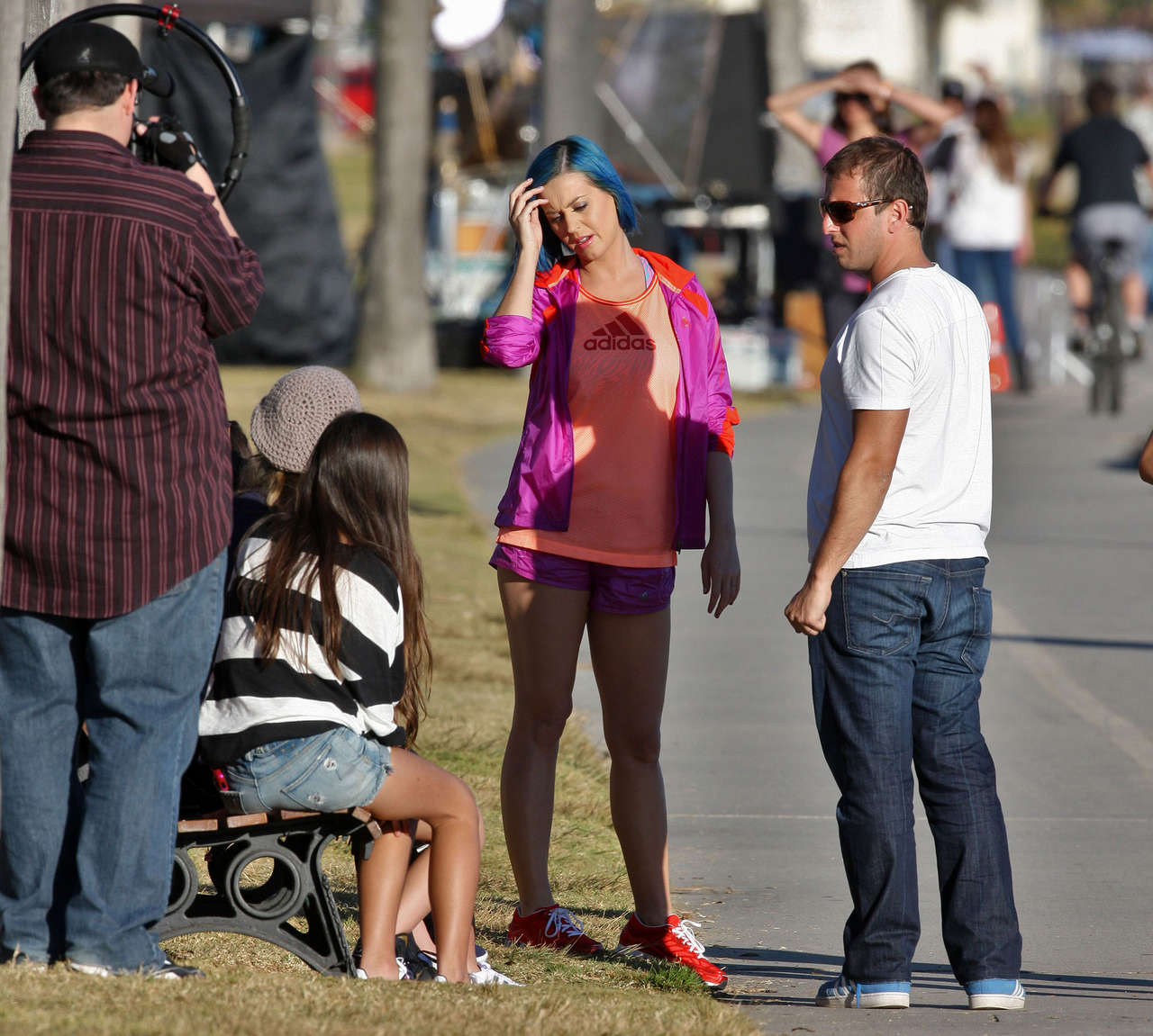 Katy Perry Filming Commercial For Adidas Santa Barbara