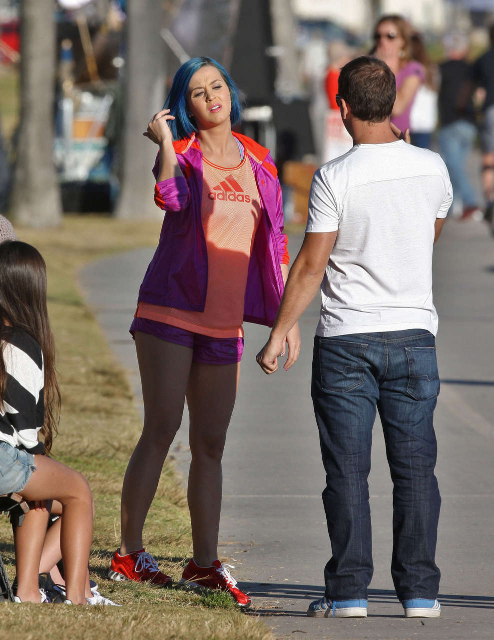 Katy Perry Filming Commercial For Adidas Santa Barbara