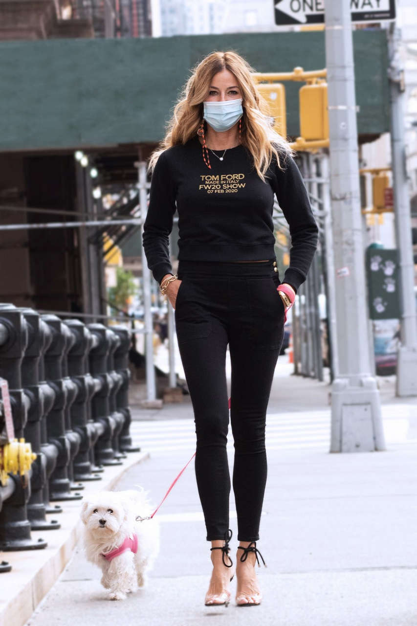 Kelly Bensimon Out With Her Dog Fluffy New York