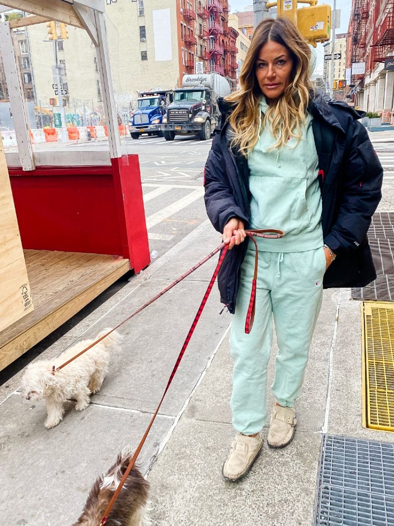 Kelly Bensimon Out With Her Two Dogs New York