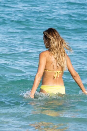 Kelly Bensimon Yellow Bikini Out Beach Miami