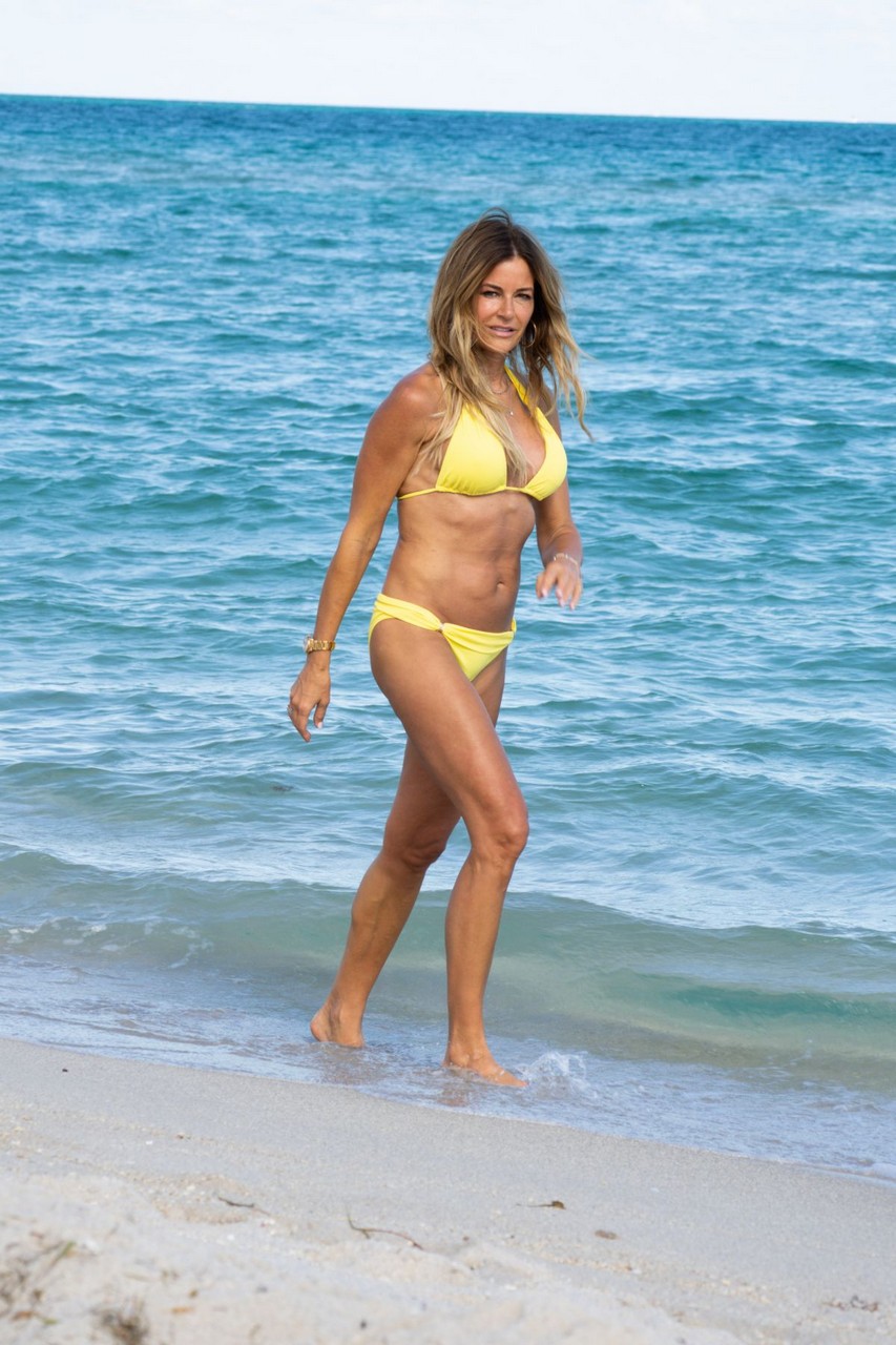 Kelly Bensimon Yellow Bikini Out Beach Miami