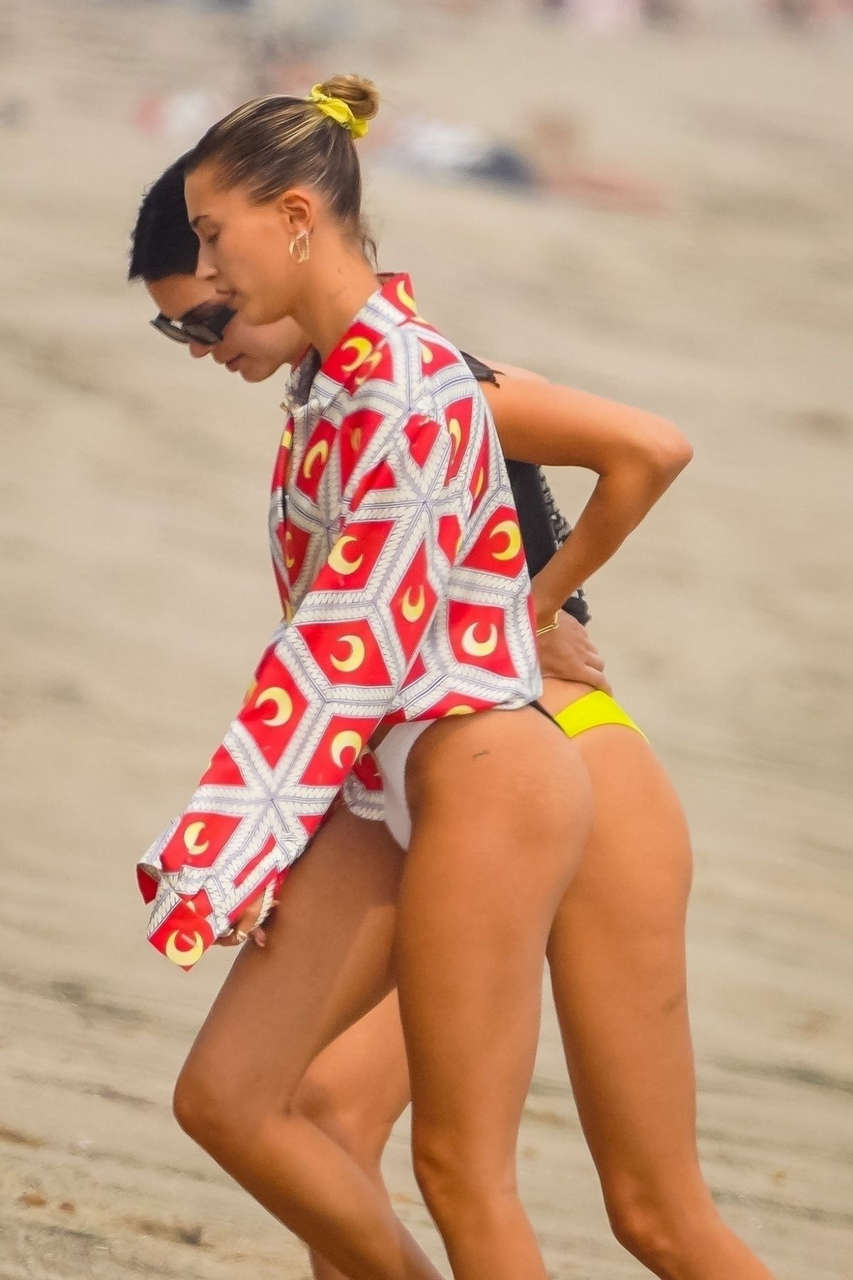 Kendall Jenner Hailey Bieber Bikini Bottoms Kardashians Beach House Malibu