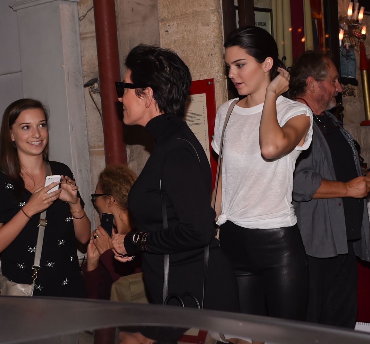 Kendall Jenner Leather Trousers Out Paris