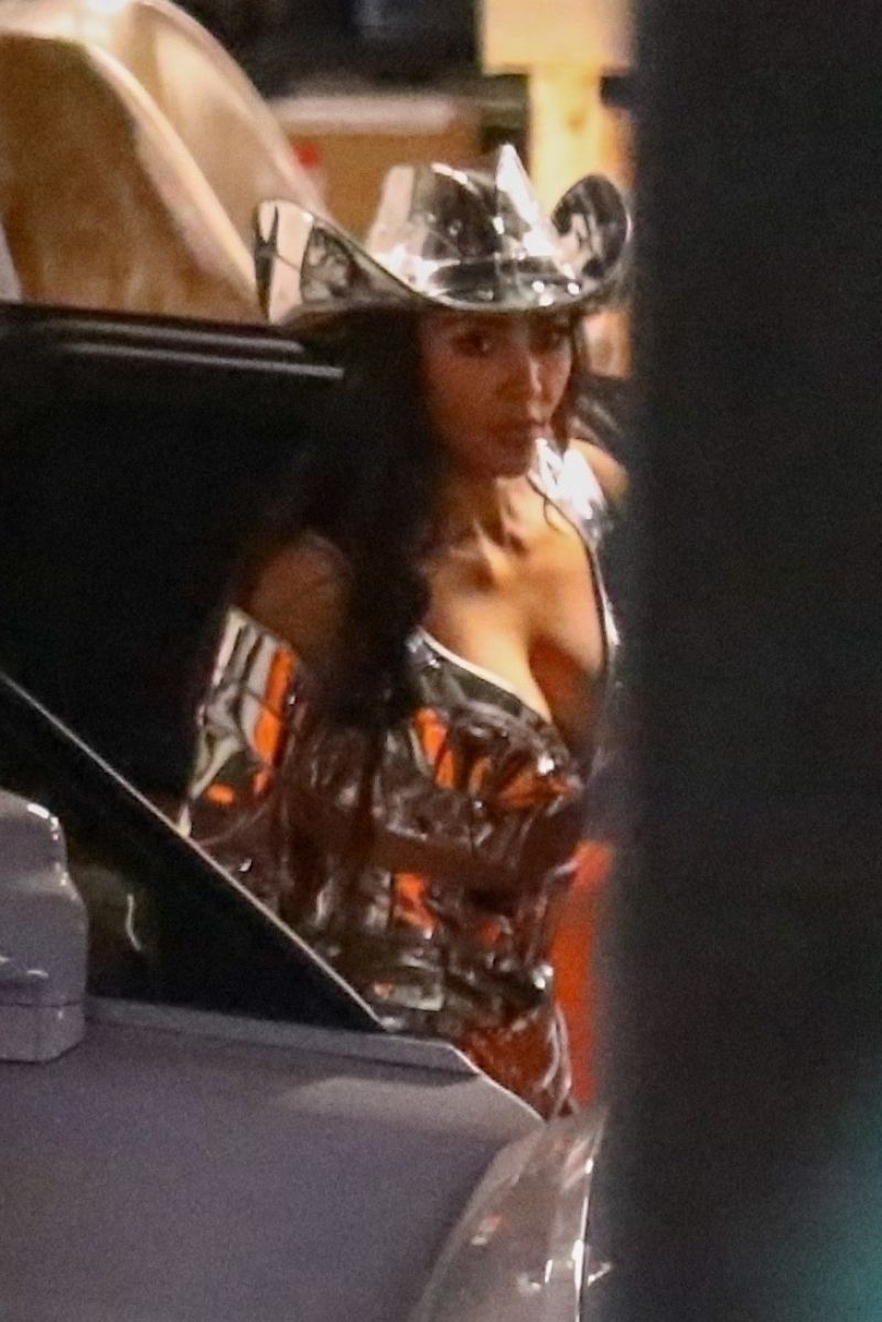 Kim Kardashian As Futuristic Cowgirl Leaves Halloween Party Los Angeles