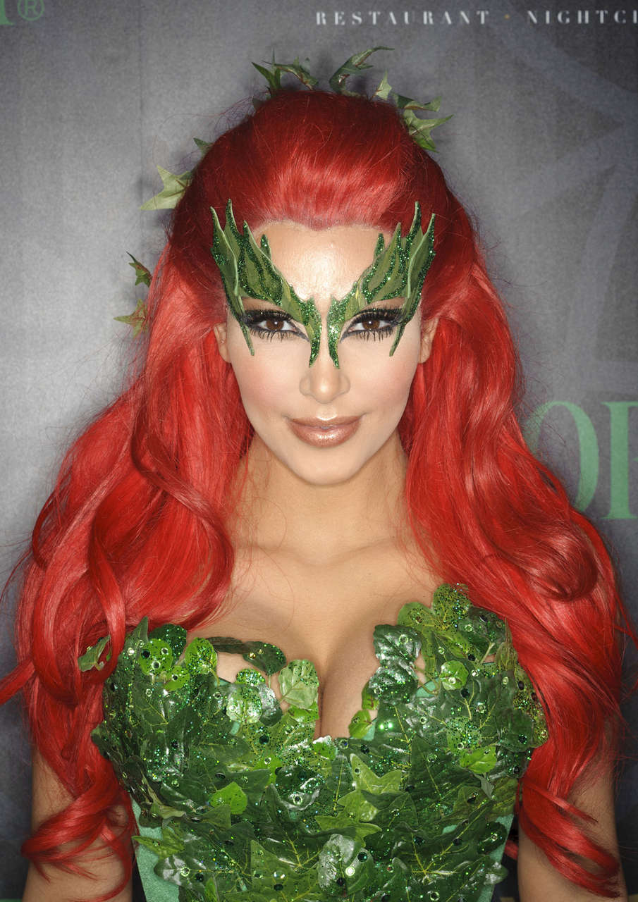 Kim Kardashian As Poison Ivy For Halloween