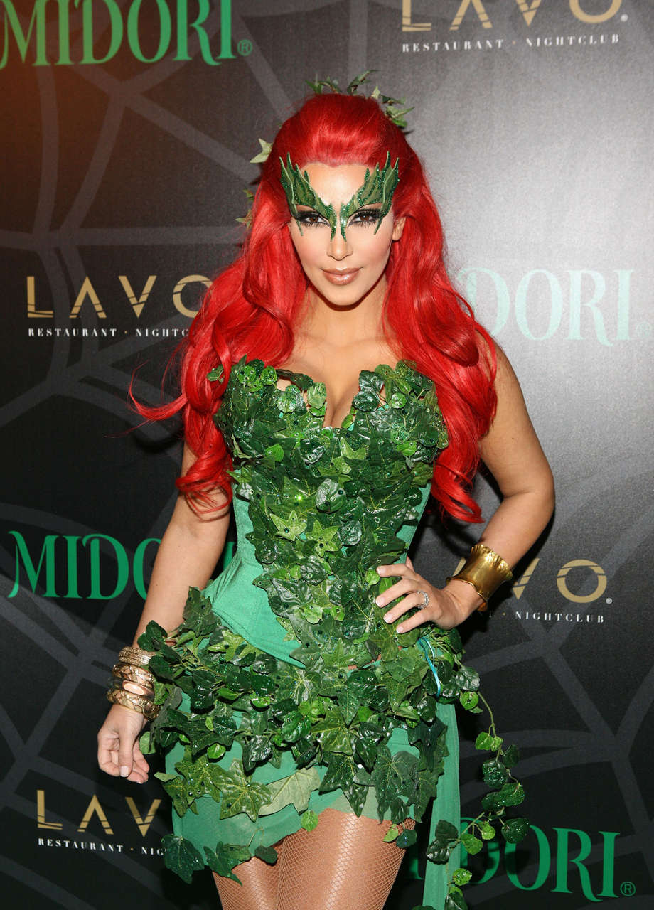 Kim Kardashian As Poison Ivy For Halloween