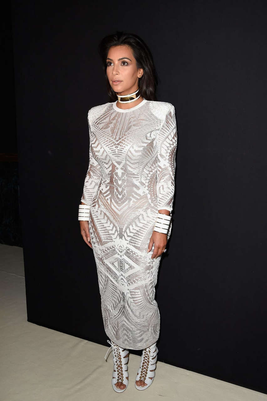 Kim Kardashian Balmain Fashion Show Paris