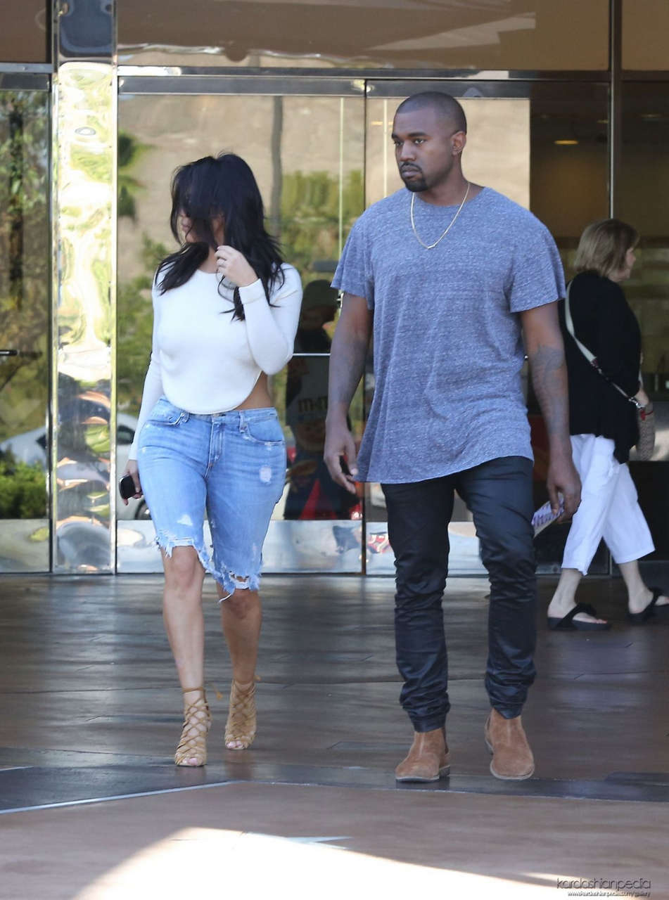Kim Kardashian Denim Kanye West Leaves Movie Theater Valabasas