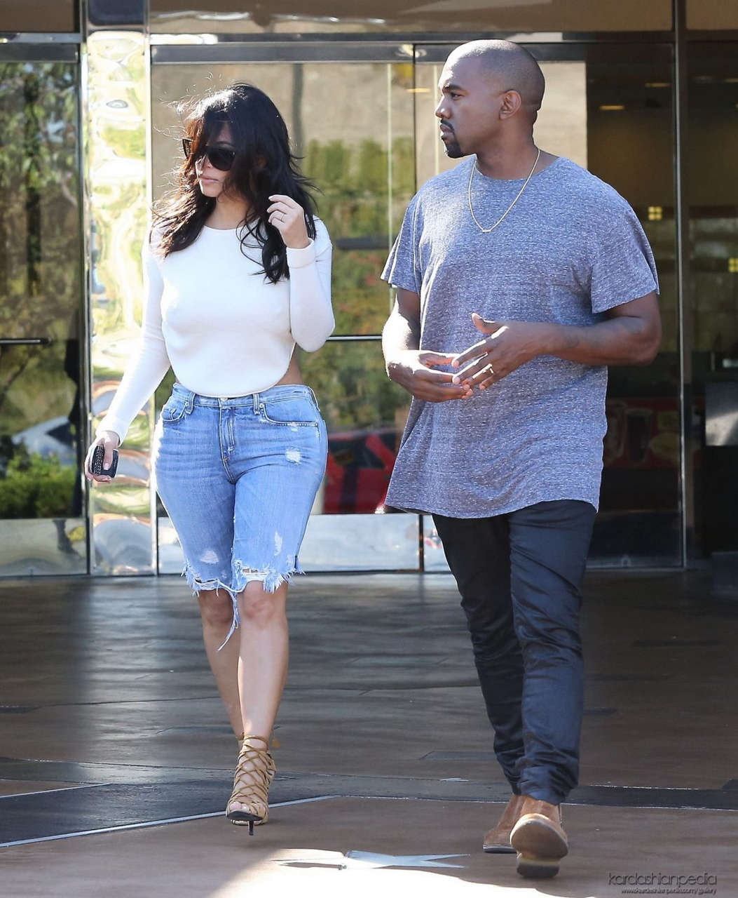 Kim Kardashian Denim Kanye West Leaves Movie Theater Valabasas
