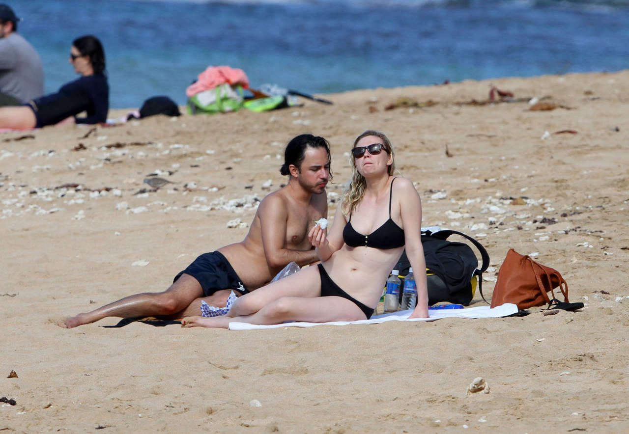 Kirsten Dunst Black Bikini Beach Hawaii