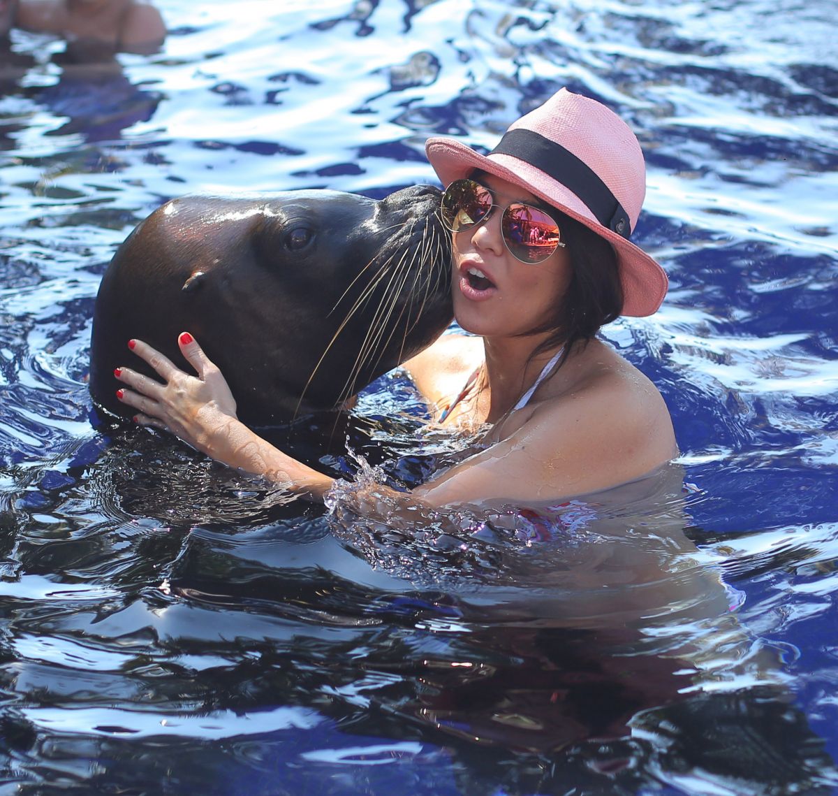Kourteny Kardashian Bikini Pool With Seal